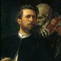 Self-portrait with Death playing the fiddle